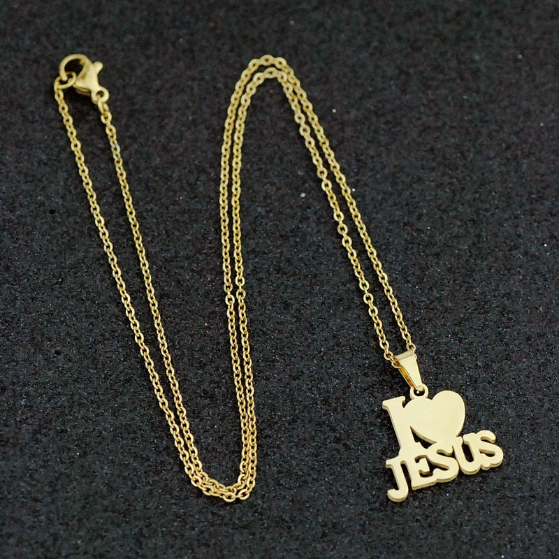 Staninless Steel Jesus Fashion Necklace Set