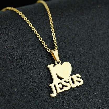 Staninless Steel Jesus Fashion Necklace Set